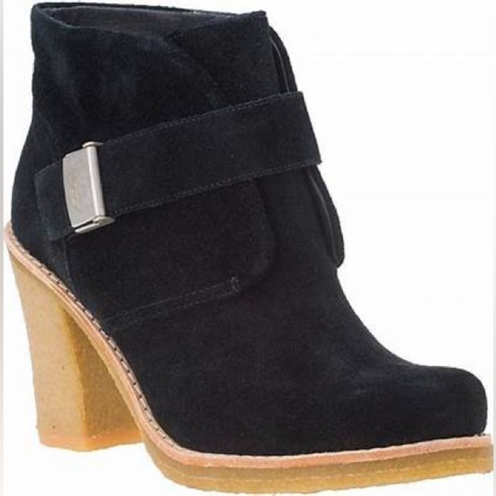 UGG Australia Brienne Black Suede Heeled Ankle Boots Shearling Lined  Size-5